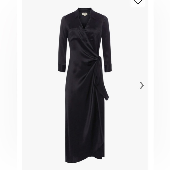 L’AGENCE Kadi Long Silk Wrap Dress in Black - Picture 4 of 12